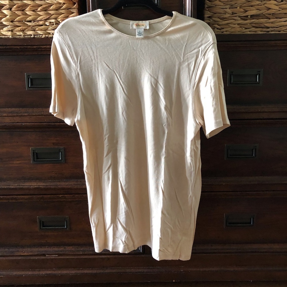 Vintage Talbots cream cotton blend short sleeve tee in size L